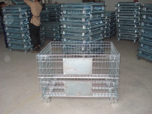 Pannelli di gabbia a maglia pieghevole con porta di scarico anteriore / 4 caster