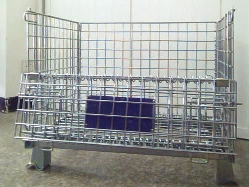 Cage di pallet a maglia galvanizzata pieghevoli, impilabili, pieghevoli