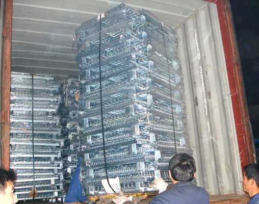 Cage di pallet a maglia galvanizzata pieghevoli, impilabili, pieghevoli