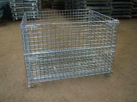 Cage di pallet a maglia galvanizzata pieghevoli, impilabili, pieghevoli