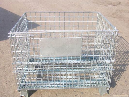 Cage di stoccaggio metallo galvanizzato per carico pesante / contenitore a maglia di filo pieghevole per portabagagli