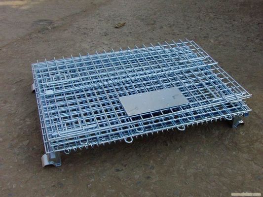 Cage di stoccaggio metallo galvanizzato per carico pesante / contenitore a maglia di filo pieghevole per portabagagli