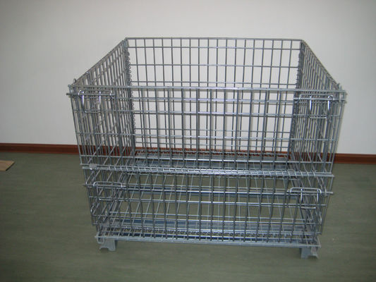 Cage di stoccaggio metallo galvanizzato per carico pesante / contenitore a maglia di filo pieghevole per portabagagli
