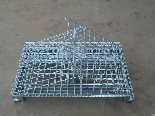 Cage di stoccaggio metallo galvanizzato per carico pesante / contenitore a maglia di filo pieghevole per portabagagli