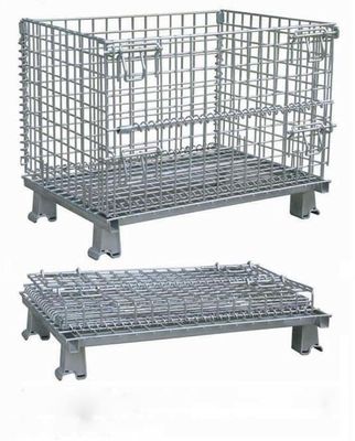 Contenitore di filo pieghevole mobile, gabbia di filo di acciaio con trattamento di superficie galvanizzato