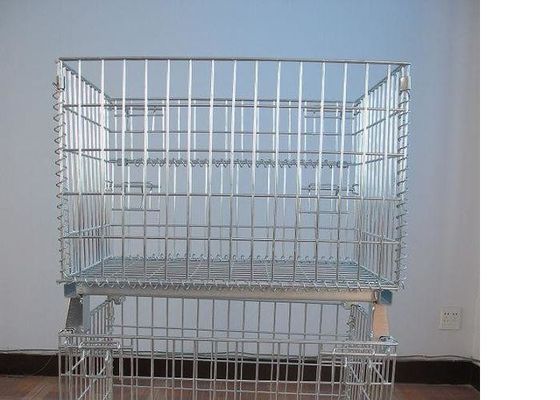 Cage di maglia di acciaio mobile e impilabile con trattamento superficiale galvanizzato