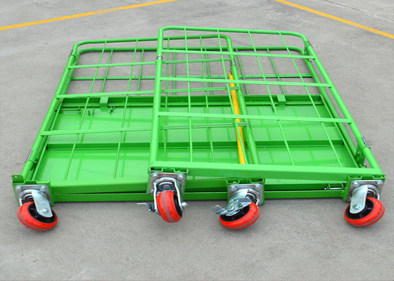 Cage di stoccaggio a maglia di filo piatta, carrello a rotelle per il trasporto