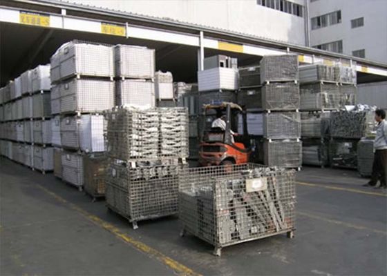 Finitura in zinco rigida rete di filo laminato gabbia pieghevole con freni a piedi / lanci