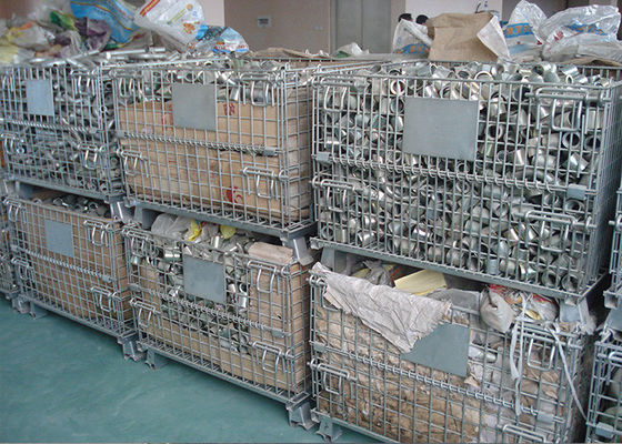 Cage di pallet a maglia galvanizzata pieghevoli, impilabili, pieghevoli