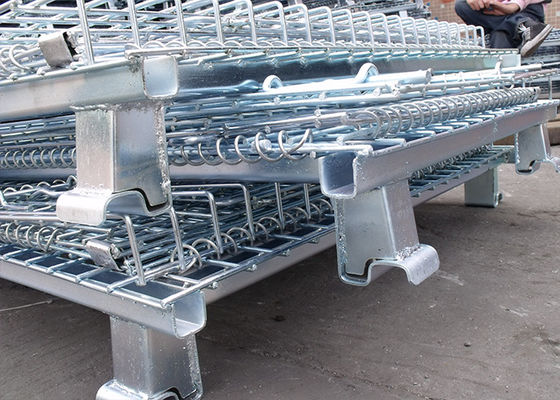 Contenitore di filo pieghevole mobile, gabbia di filo di acciaio con trattamento di superficie galvanizzato