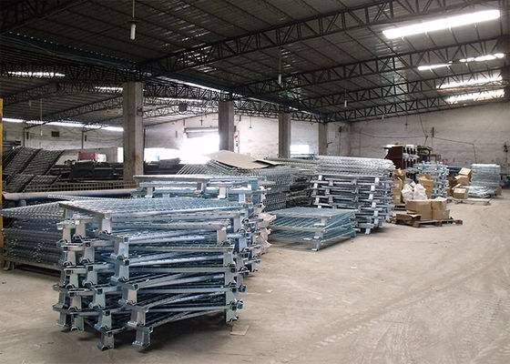 Contenitore di filo pieghevole mobile, gabbia di filo di acciaio con trattamento di superficie galvanizzato