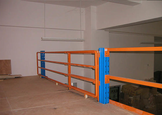 2 livelli di impianti di stoccaggio industriali in acciaio a freddo piattaforma colore arancione / blu