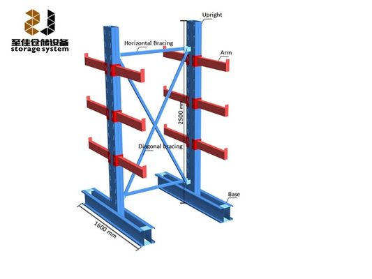 250-800 lbs Cantilever Pallet Racking Powder Coating Cantilever Rack